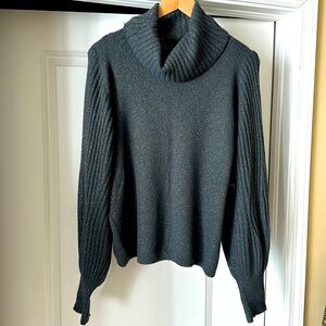Sparkly silver gray Express turtleneck sweater
